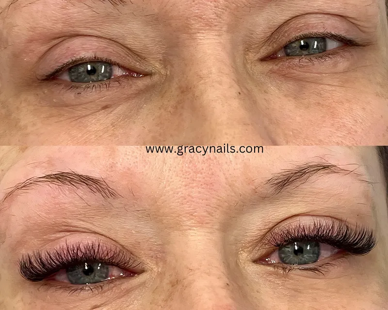 Natural lash extensions before and after